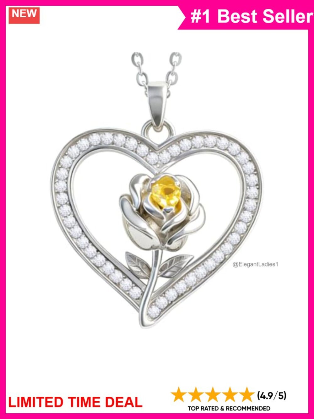 925 Sterling Silver Heart Necklace 18K Gold Plated Pendant